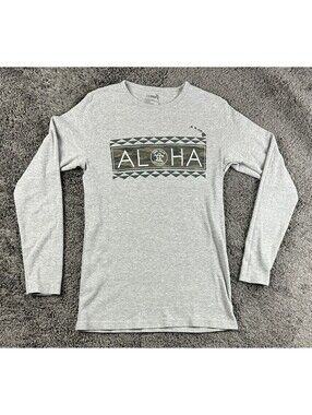 Da Hui Hawaii Mens Large L Thermal Long Sleeve Shirt Grey Aloha Surf Camo Logo